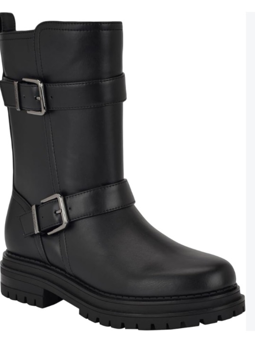MIA Black Women's Moto Buckle Mid-Calf Boot